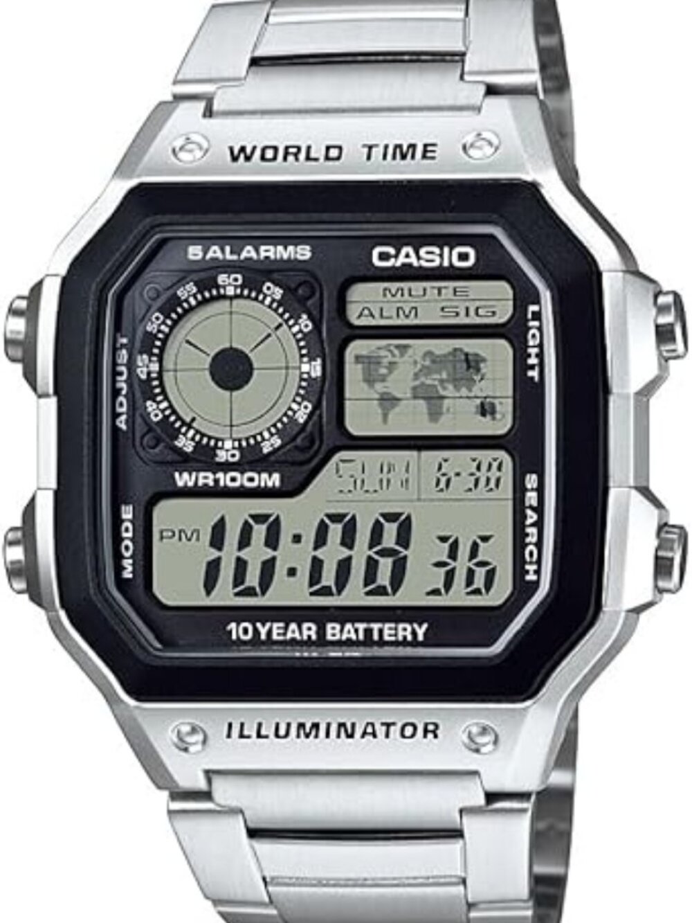 Casio AE1200WH Men’s Digital Watch World Time 100M WR 10-Year Battery